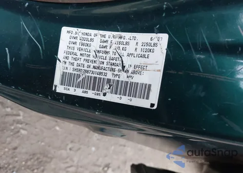 2003 Honda Cr-V Ex z USA, uszkodzony, nr VIN SHSRD78873U148532